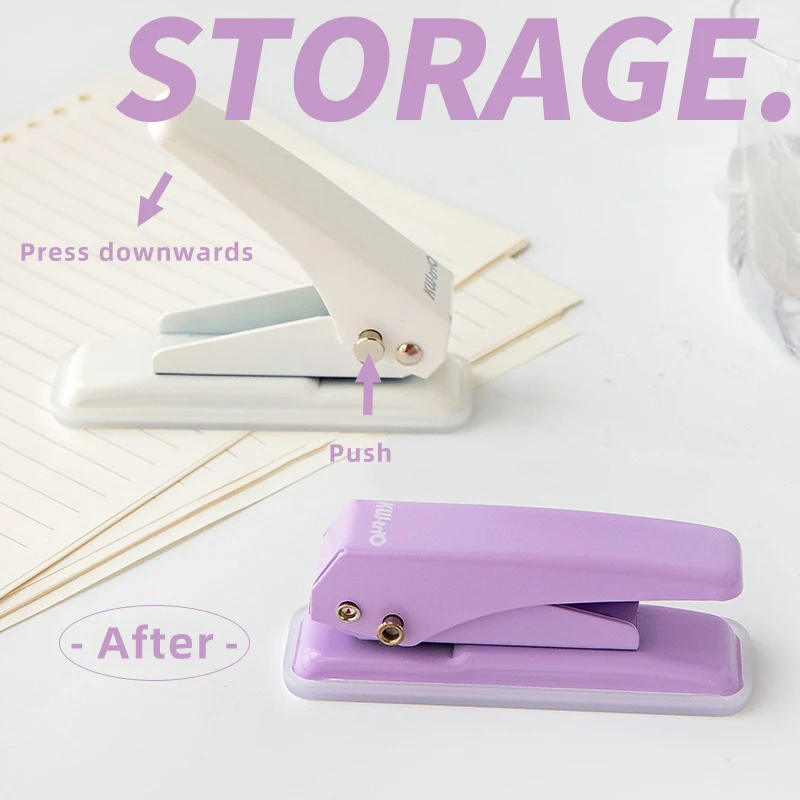 Perforatrice a foro singolo Perforatrice per cancelleria Cucitrice per fori di carta a fogli mobili Mini foro rotondo fai-da-te 20 pagine Documento portatile