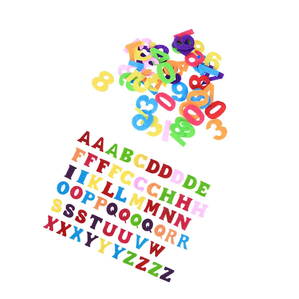 

200 pcs Felt Letters Numbers Bright Alphabet Figures For Kids Learning Diy Craft Playset Kindergarten School Party Decor