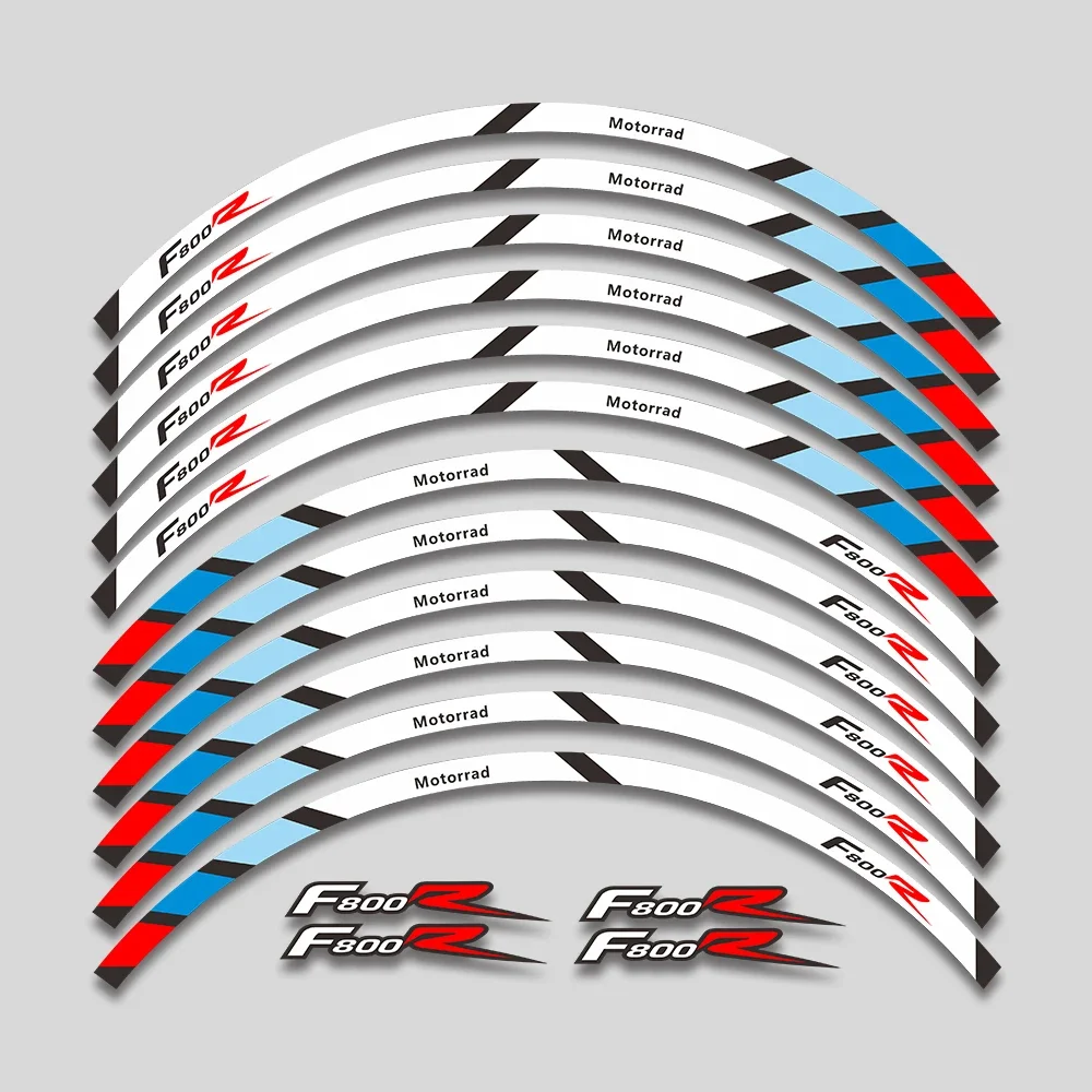 For BMW F800R F 800R 800 f800 r motorcycle accessories Wheels Hub Stickers Reflective Stripe Tape Rim Tire Decorative Decals Set