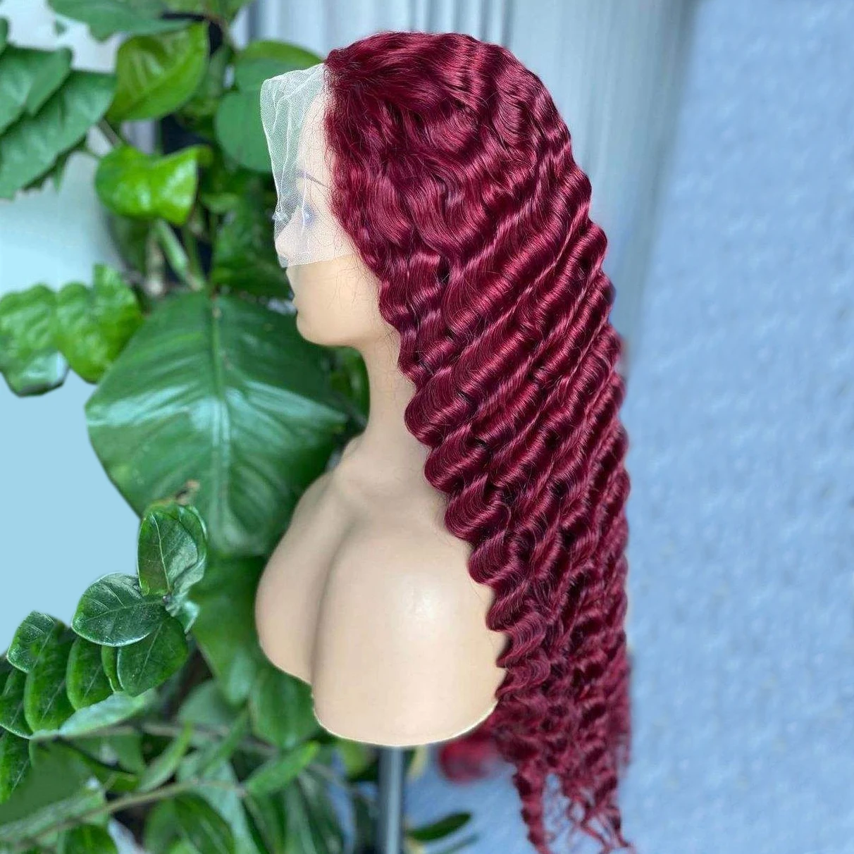 

Бордовый 99J HD Кружевные фронтальные парики 13x4 с глубокими волнами 200% плотность 24-дюймовые вьющиеся парики из человеческих волос для чернокожих женщин