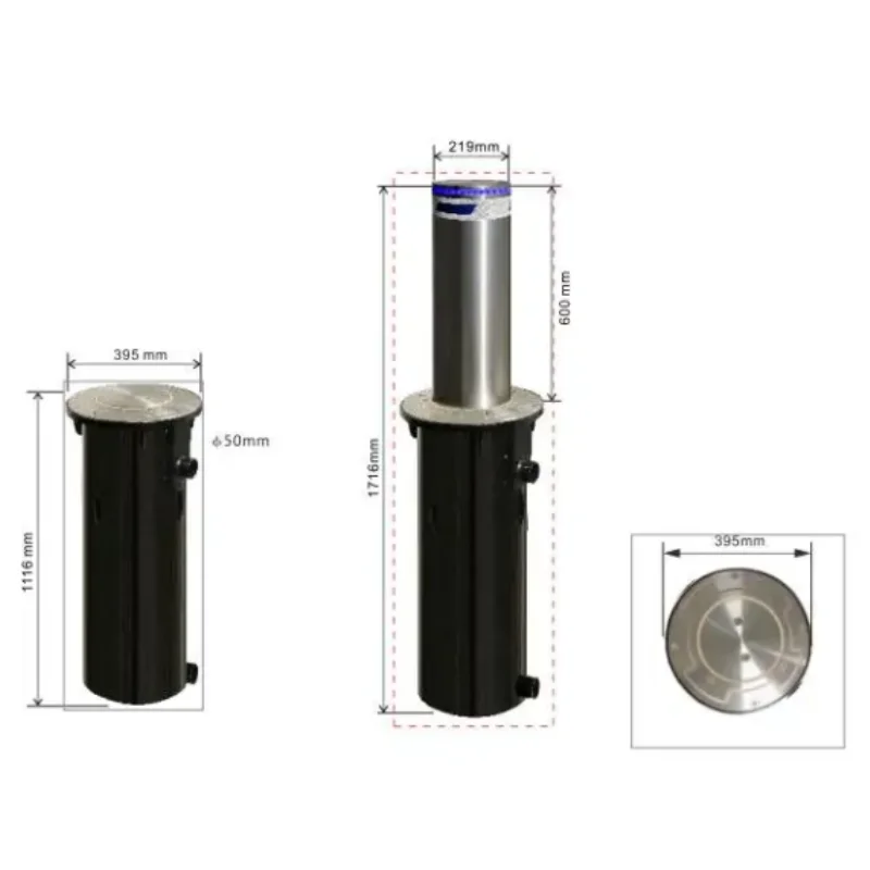 High Security Retractable Light Emitting Diode Street Light Traffic and Stop Sign Contour Lamp Post Bollards Steel Traffic