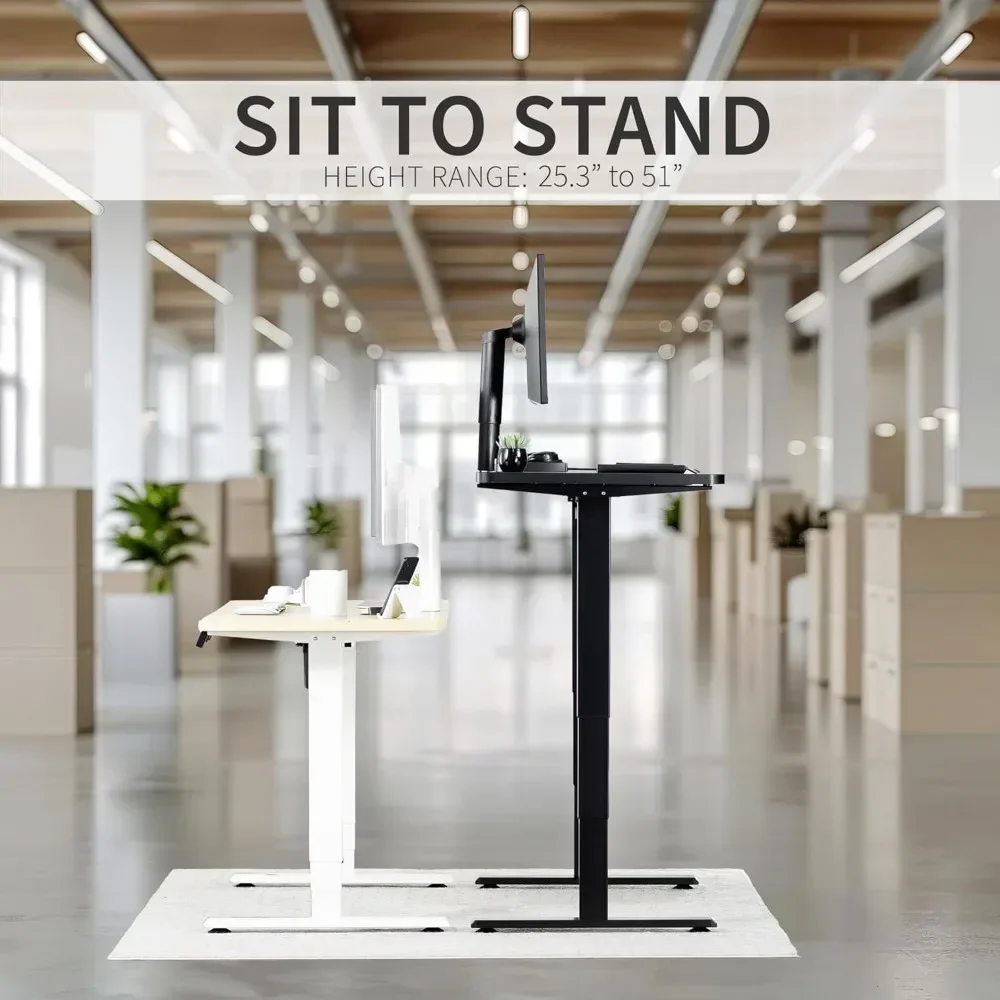 Electric Height Adjustable Memory Stand Up Desk, Table Top, Touch Screen Preset Controller