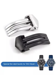 For Tag Heuer Watch Buckle Butterfly 18mm Genuine Leather Rubber Silicone Watchband Dustproof Waterproof Folding Buckle