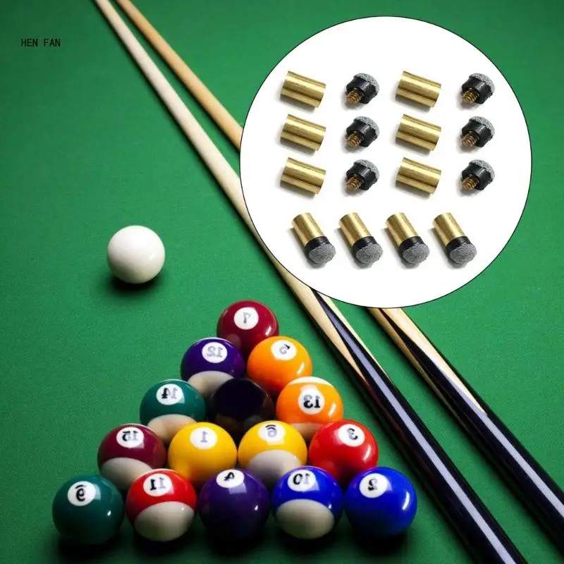 

10Pcs Coppers PU Leather Pool Cue Tip Snooker Cue Tips with Cue Ferrules M89D