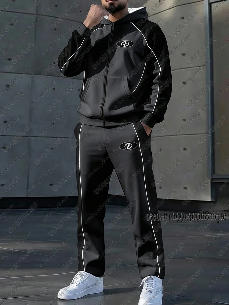 Autumn Winter New Men Tracksuit Suits Zipper Hoodies+Long Pants Sets Warm Coats Sports Pants Outdoor Sweatshirts Man Casual Sets view 4