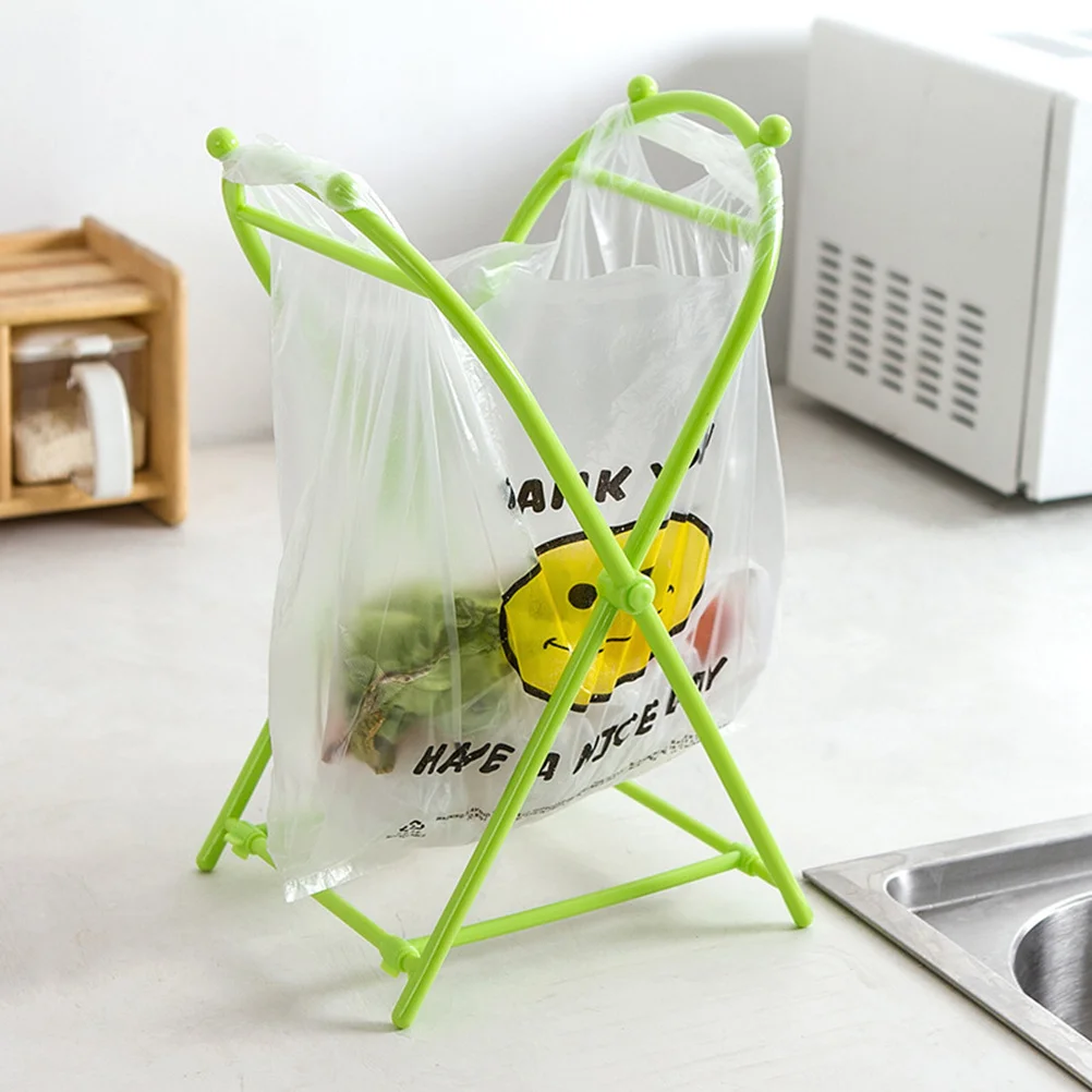 

Folding Plastic Light Garbage Bag Holder Trash Rack Storage Organizer For Kitchen Lawn Camping Use Random Color