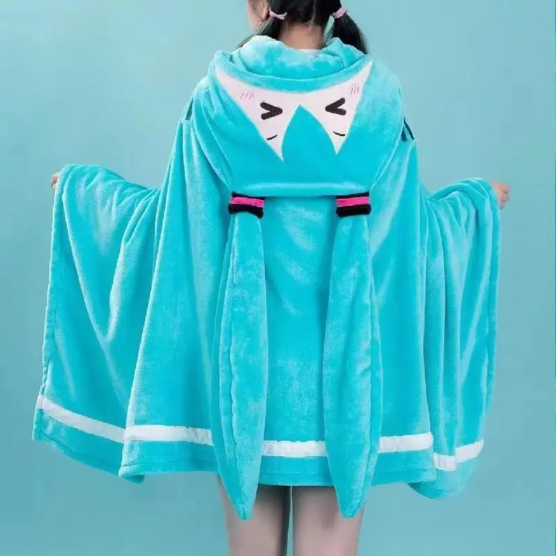 Urządzenia peryferyjne Anime Hatsune Miku urządzenia peryferyjne z kapturem koc chłodzący super miękkie wielofunkcyjne prezent na Halloween