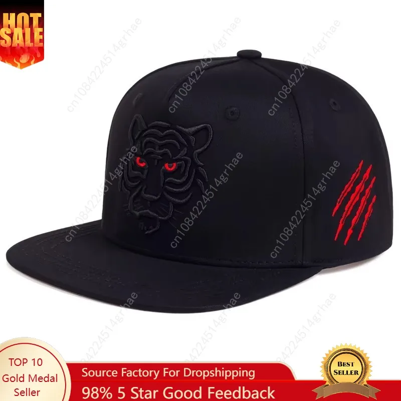 

Cotton Black Tiger Embroidery Baseball Cap Men Women snapback Hats Summer Leisure Trucker Caps Unisex Hip Hop Hats Gorras