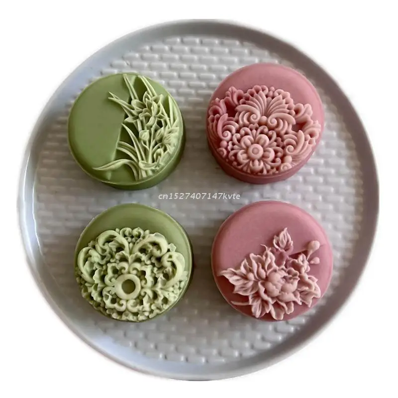 75g Plastic Mooncake Molds Mooncake Stamps DIY Moon Cake Mold Creative Flower Shape DIY Baking Molds for Mid-Autumn Festival