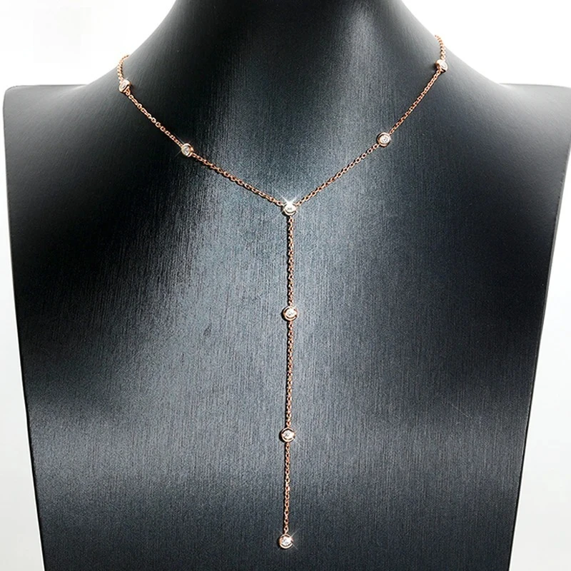 

3MM Bubble Classic Moissanite Necklace Pendant for Women 18k Plated Female Necklace Pure S925 Silver Jewelry Wholesale