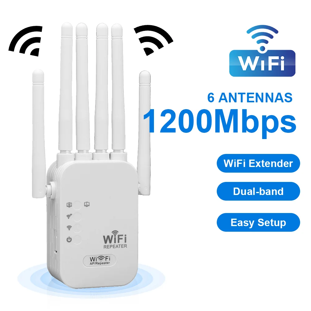 1200Mbps Wireless WIFi Repeater WiFi Extender Signal Amplifier Dual-band 2.4GHz/5GHz WiFi Enhancer For Home and Small Office