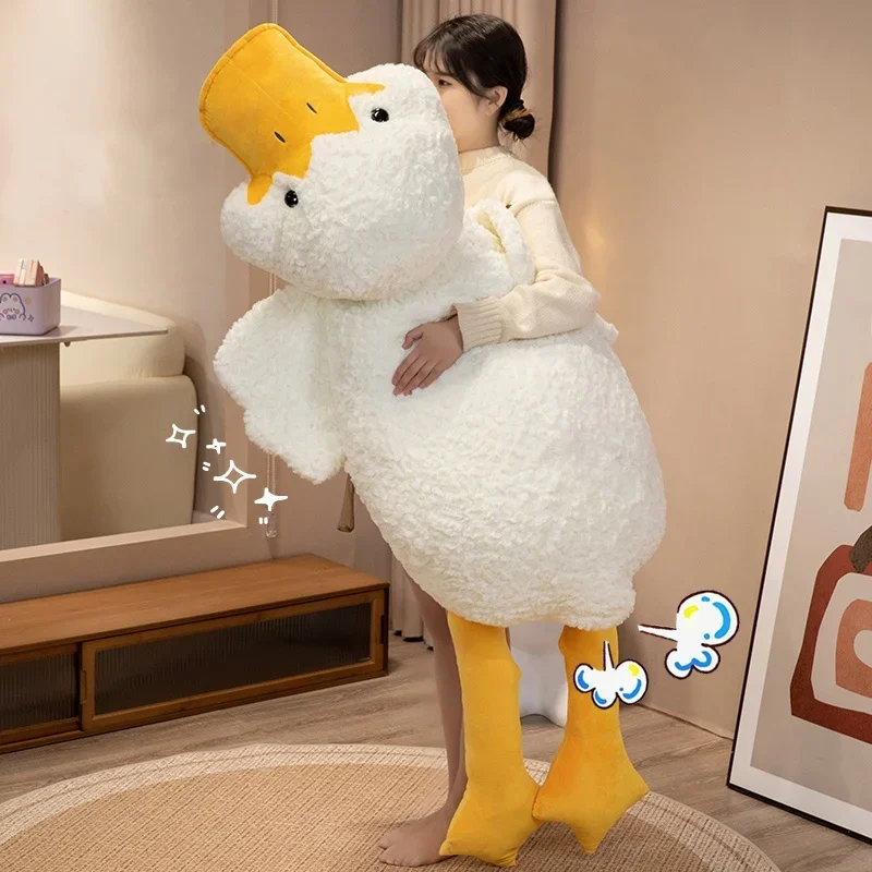 one piece Giant Duck Plush Toy Stuffed Big Mouth White Duck lying Throw Pillow for Boy Girl Nap Sleeping Cushion Pregnant