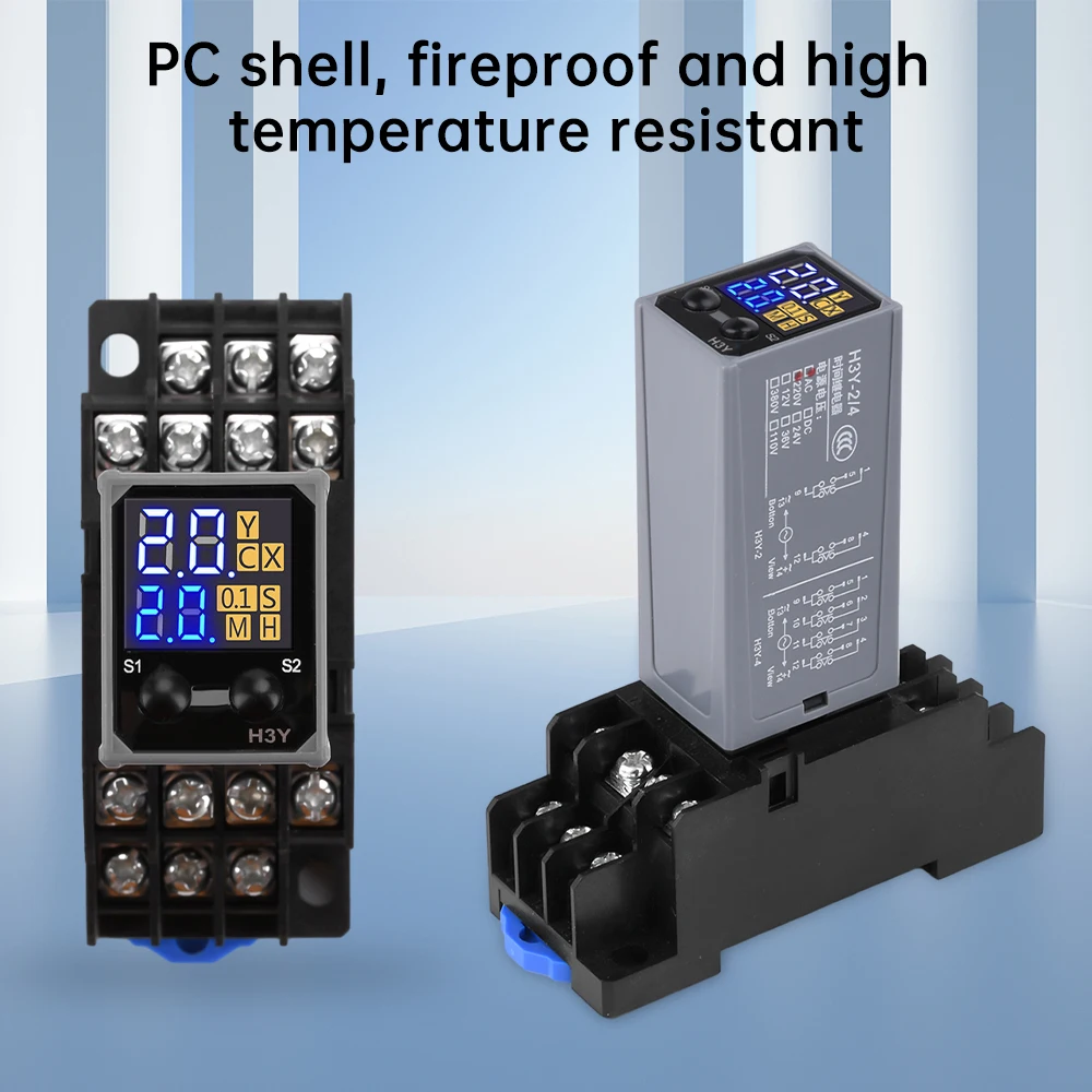 H3Y-4 lcd display verzögerung relais dc12v dc24v ac220v dual zeit mit base kleine digitale anzeige zykluszeit steuerung delayer