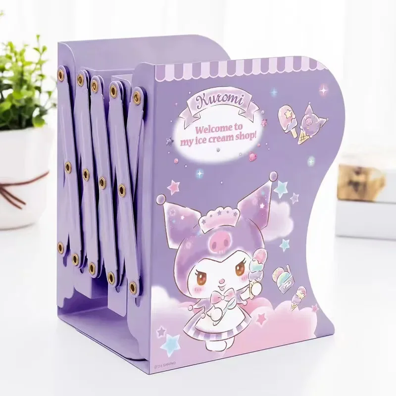 Kawaii Sanrio Mymelody Kuromi Cinnamoroll Retractable Bookends For Shelves Book Support Stand Set Adjustable Bookshelf