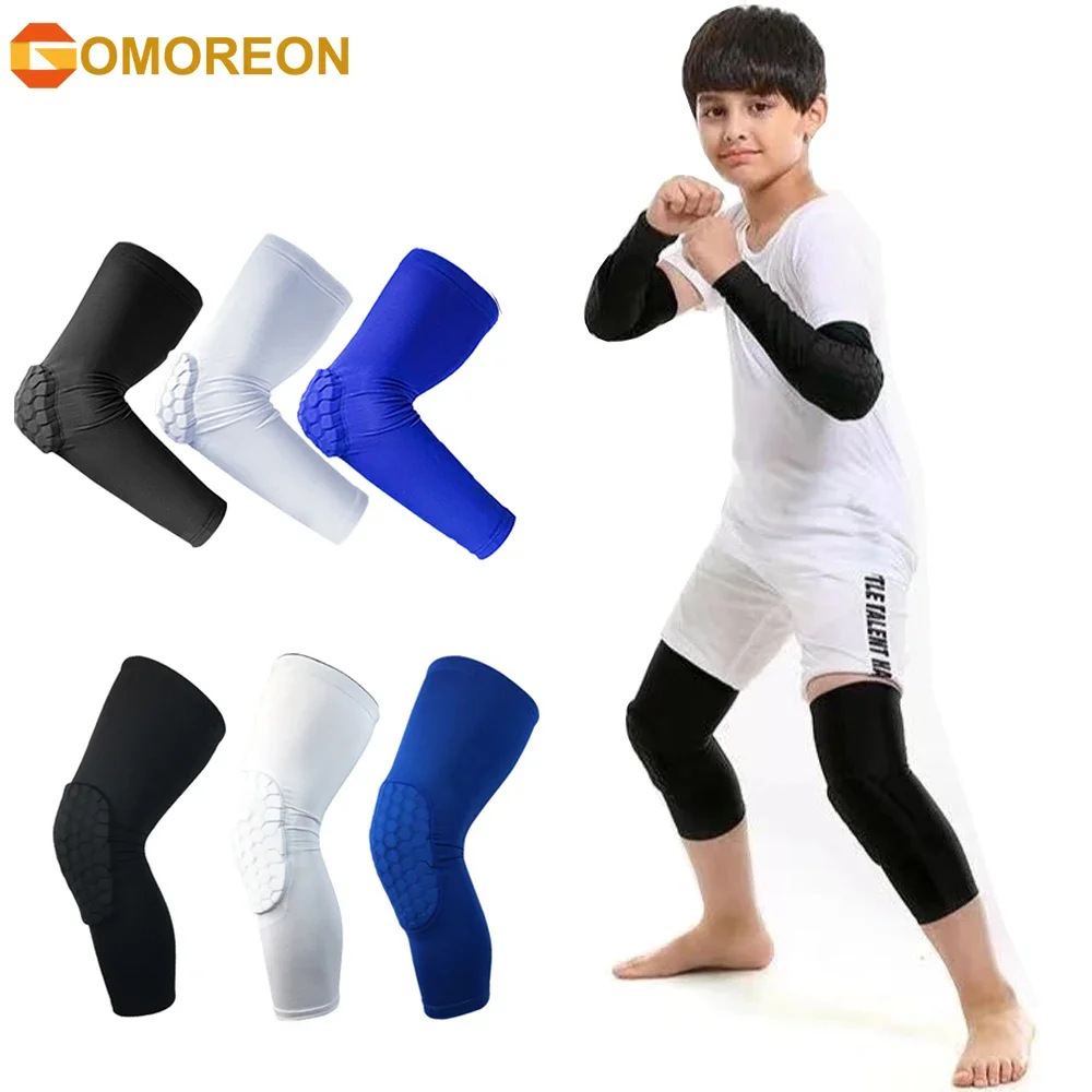 1Pcs Knee and Elbow Pads for Kids Youth Honeycomb Compression Sleeves Pads Guards Sports for Basketball, Football, Cycling