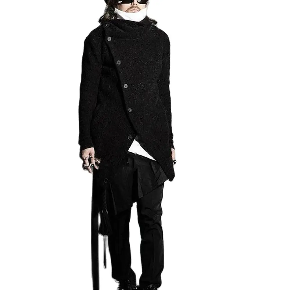 Men Irregular Design Punk Hip Hop Skirt Pants Black Pleated Apron Men Harajuku Nightclub Dj Singer Stage Clothing Gothic Costume