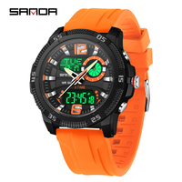 SANDA LED Men Watch Sports Dual Time Display Digital Luminous Week Date Man Wristwatch Electronic Quartz Men's Watches
