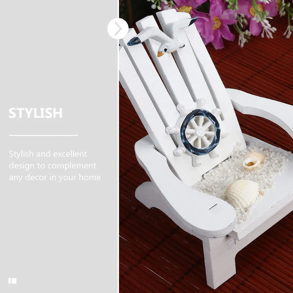 3Pcs Beach Chair Decor Mini Wooden Lounge Chair for Desktop Table Decor Room Mini Adornments Summer Vibes