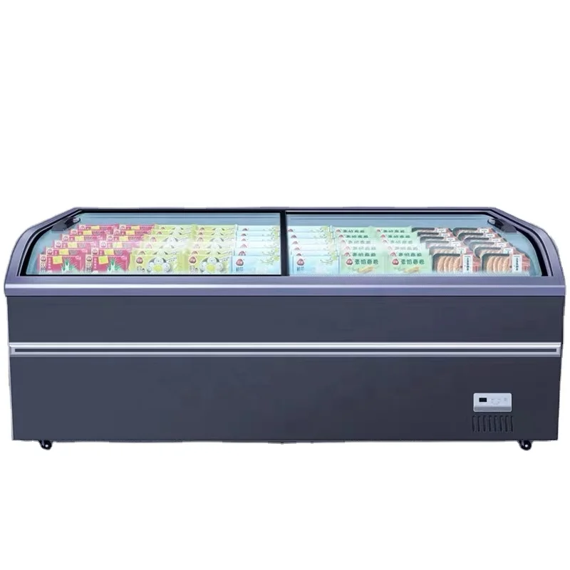 For·ODM Shopping Mall Supermarket Glass Sliding Door Island Freezer Aquatic Product Market Combination Island Display Cabinet