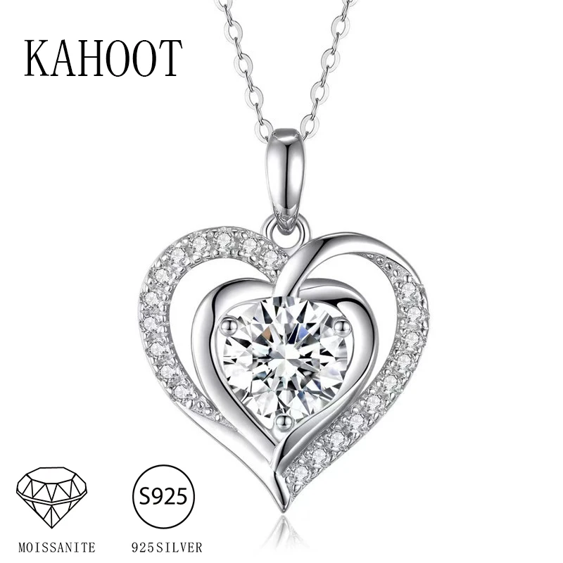 925 Sterling Silver Moissanite 3 Carat Heart-to-Heart Necklace Clavicle Chain Fashion Niche Design Sense for Girlfriend