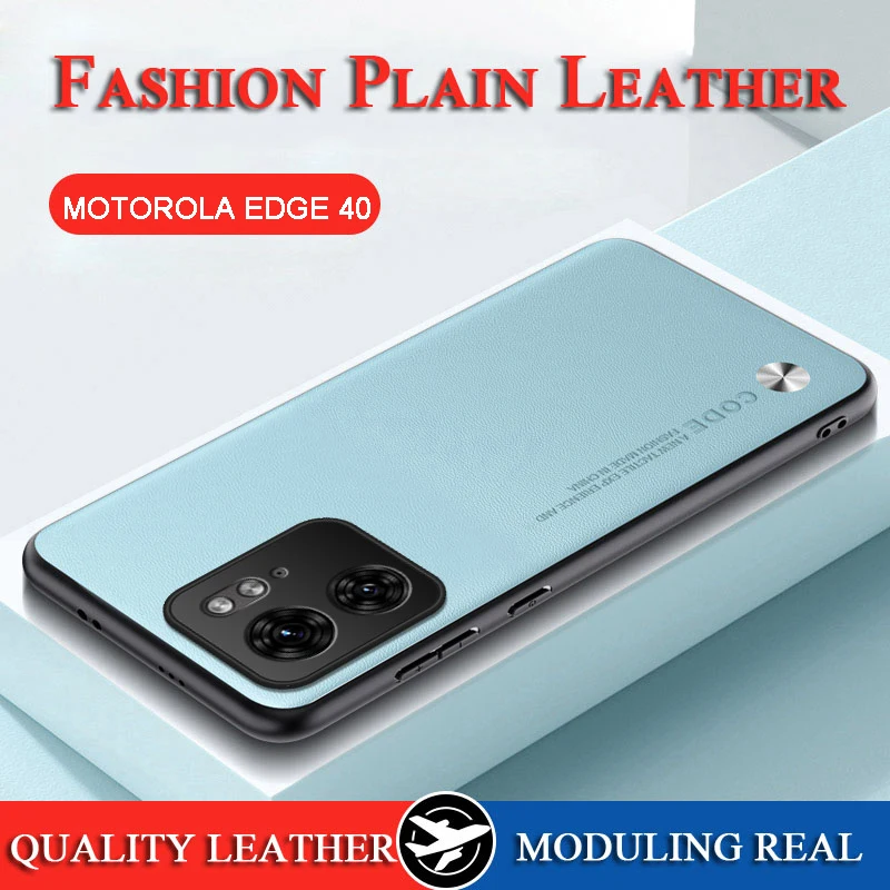 For Motorola Edge 40 Plain Skin Leather Case Cover Moto Edge 40 Neo Soft Frame Camera Fundas Moto Edge 30 Ultra/Edge 30 Fusion