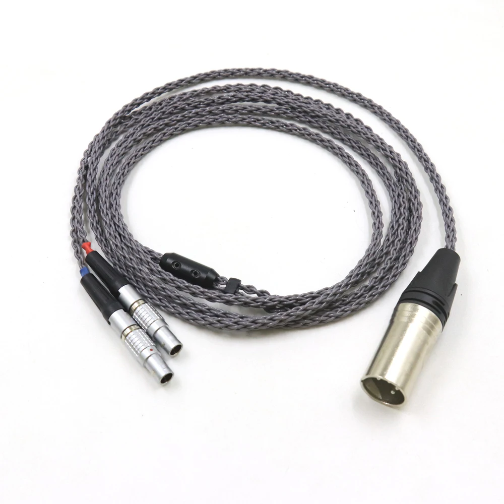 Grey 8 Core For Focal Utopia ELEAR 4Pin XLR 2.5MM/4.4MM Balance Silver Plated Headphone Upgrade Cable