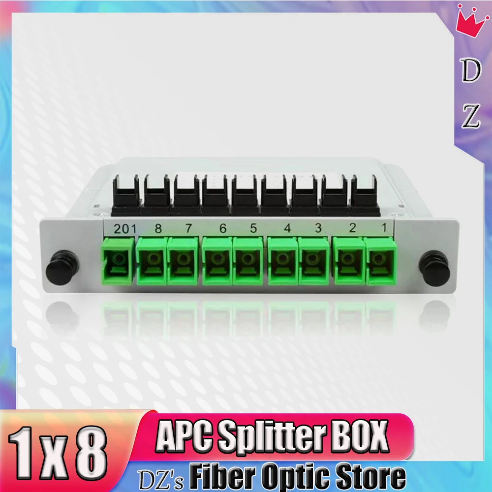 

PLC Fiber Optic Splitter Box SC APC 1X8 FTTH Cassette Connector SC UPC Cassette Insertion Type Communication Kit No Light Source