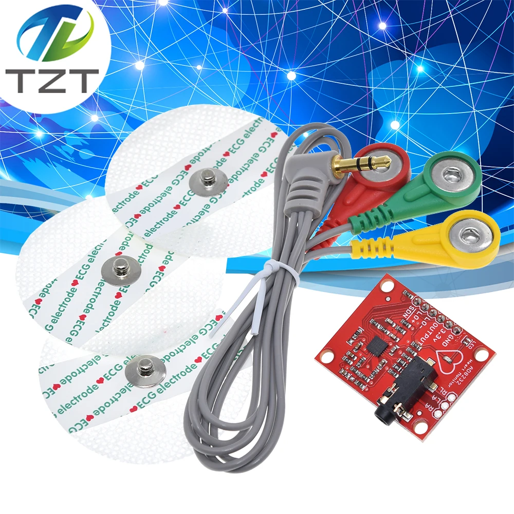 TZT Ecg module AD8232 ecg measurement pulse heart ecg monitoring sensor module kit for Arduino