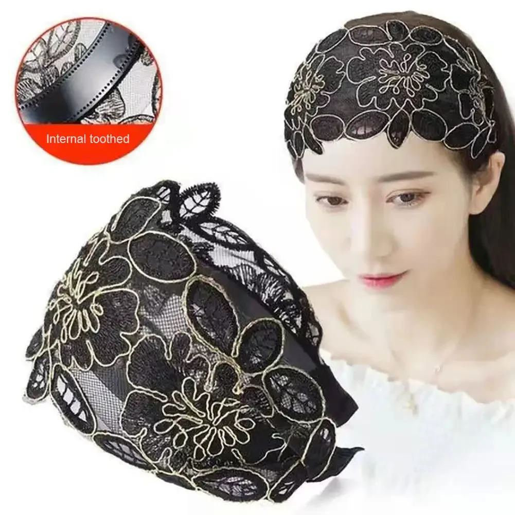 Elegant Wide Hook Flower Hair Hoop Head Band for Women Headwear Lace Flowers Headband Hairband Girls Hair Accessories Headdress