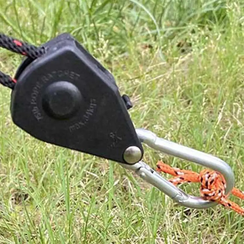 Tent Guyline Cord 1/4 Heavy Duty Tie Down Straps Rope Adjuster in Knob Design Guyline Rachet Pulley System Tensioning Device