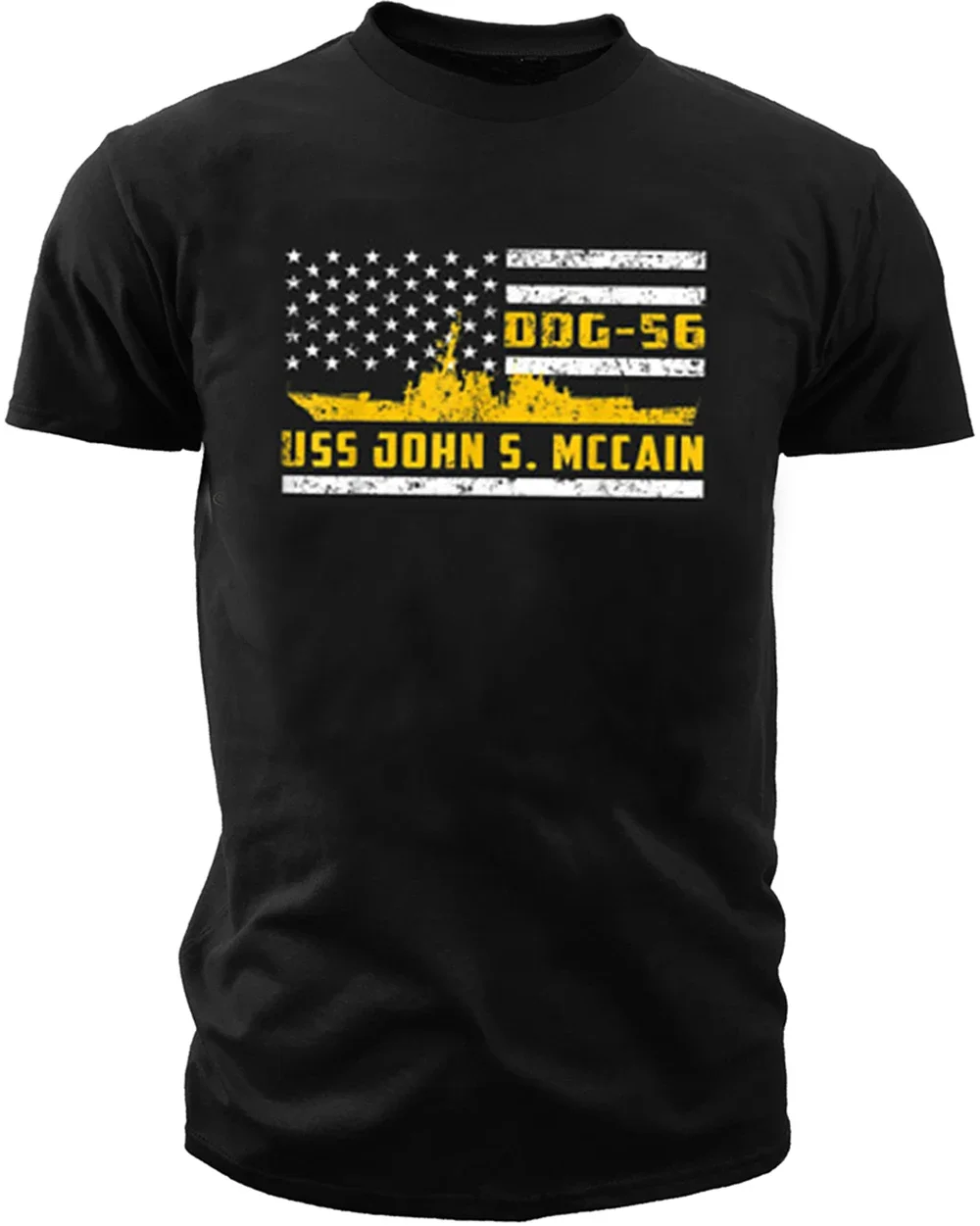 

American Flag USS John S McCain DDG-56 Destroyer T-Shirt 100% Cotton O-Neck Summer Short Sleeve Casual Mens T-shirt Size S-3XL