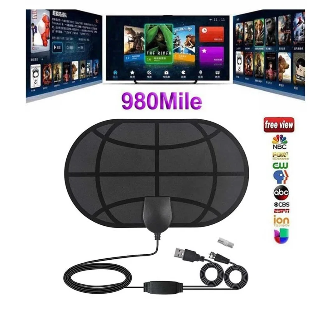 HD Digital TV Antenna With Stickers Indoor Outdoor Powerful Amplifier For Free Local Channels