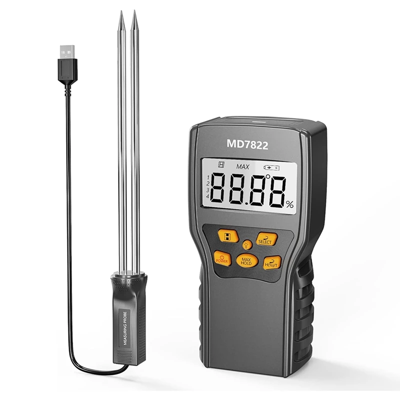 Hay Moisture Tester,Moisture Meter Probe For Hay,Froage Grass, Leymus Chinensis,Alfalfa And Other Hays With Data Storage