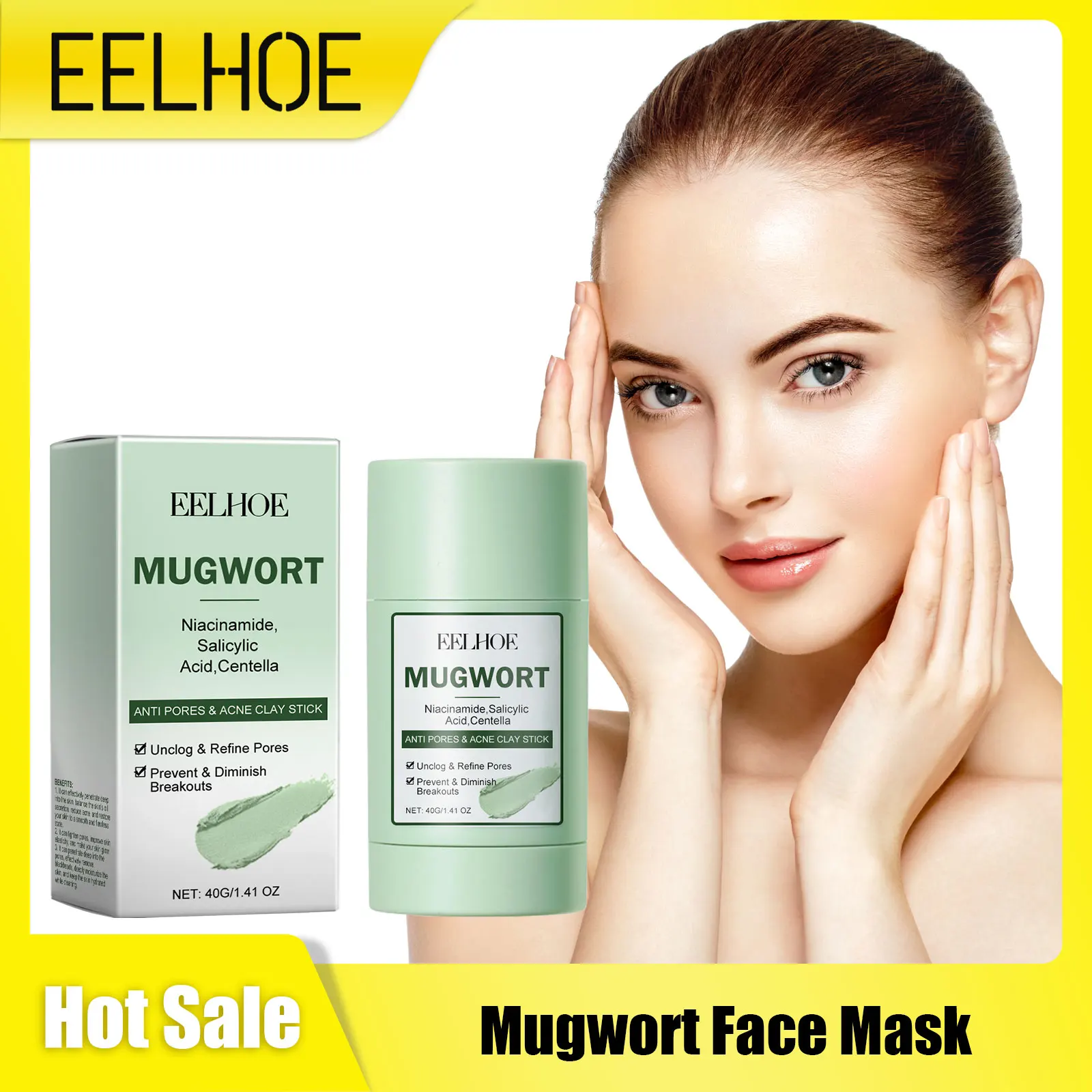 

Centella Clay Mask Stick Shrink Pore Cleaner Oil Control Deep Cleansing Lasting Hydrating Hyaluronic Acid Blackhead Remover Mask