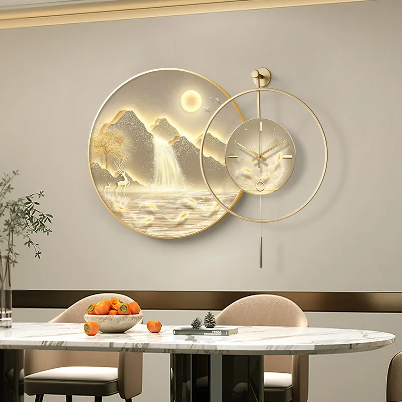 White Elegant Fashion Wall Clock Light Round Design Bedroom Digital Clock Luxury Large Nordic Horloge Murale Room Decorations