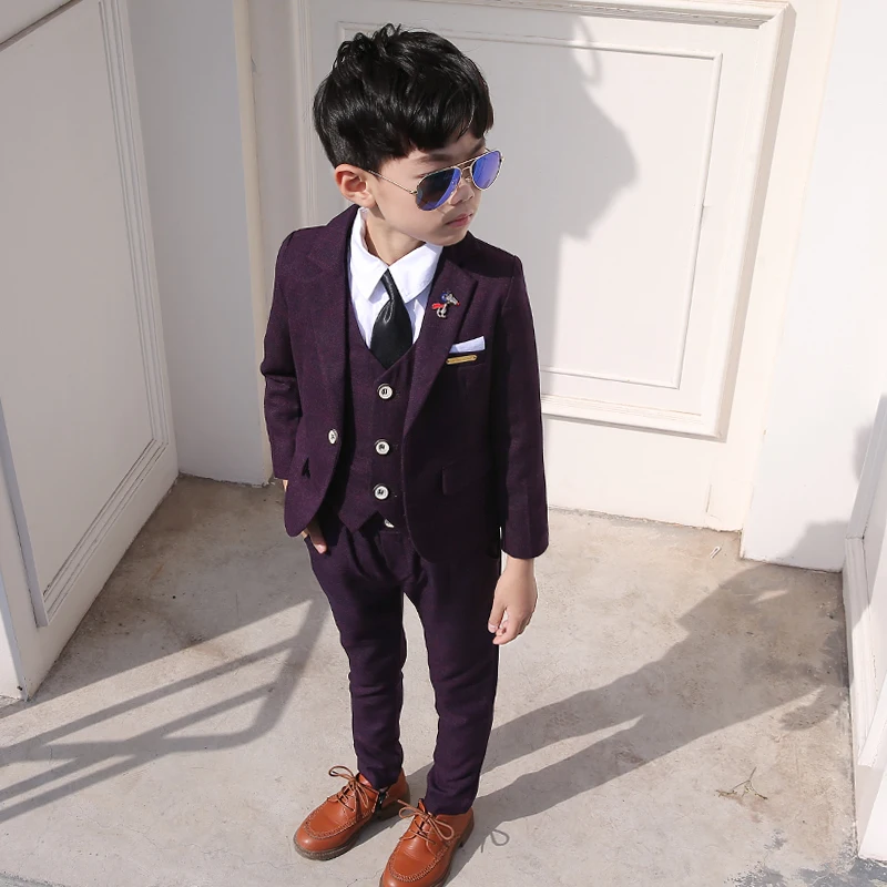 Baby Boys Wedding Party Costumes Blazer Vest Pants Children\'s Formal Suits Baptism Dress Kids Teenage Ceremony Suit Clothes Set