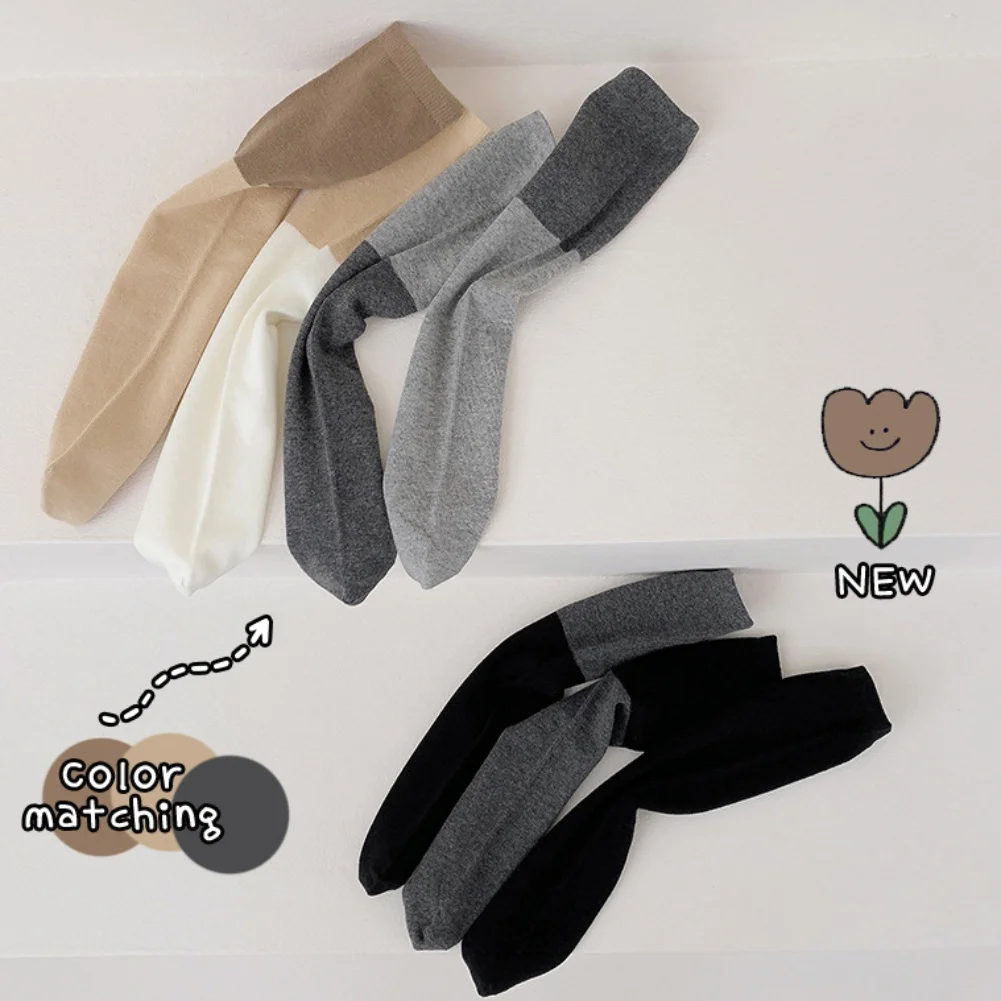 Knee High Socks for Girls Spring Autumn Kids Casual Fashion Color Block Long Socks Children Student Uniform Socks 3-8Years