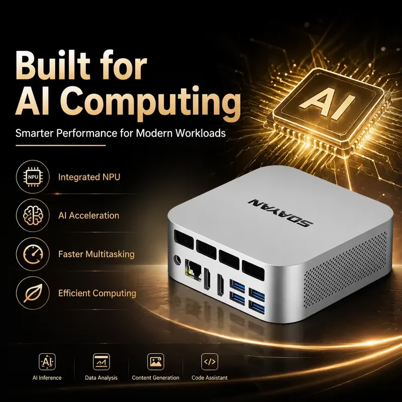 BOLRZO Core Overclocking Edition 5 125U CPU Mini Computer 16GB 24GB 32GB RAM M.2 SSD 2.5G LAN AI Mini Computer