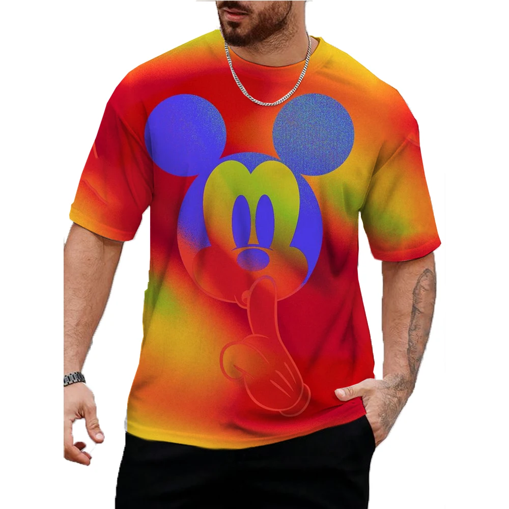 Men Disney Mickey Mouse Print T-Shirt Summer Men's Street Fashion Casual Sports Loose O Neck Quick Dry Short Sleeve Clothing Kid image 2