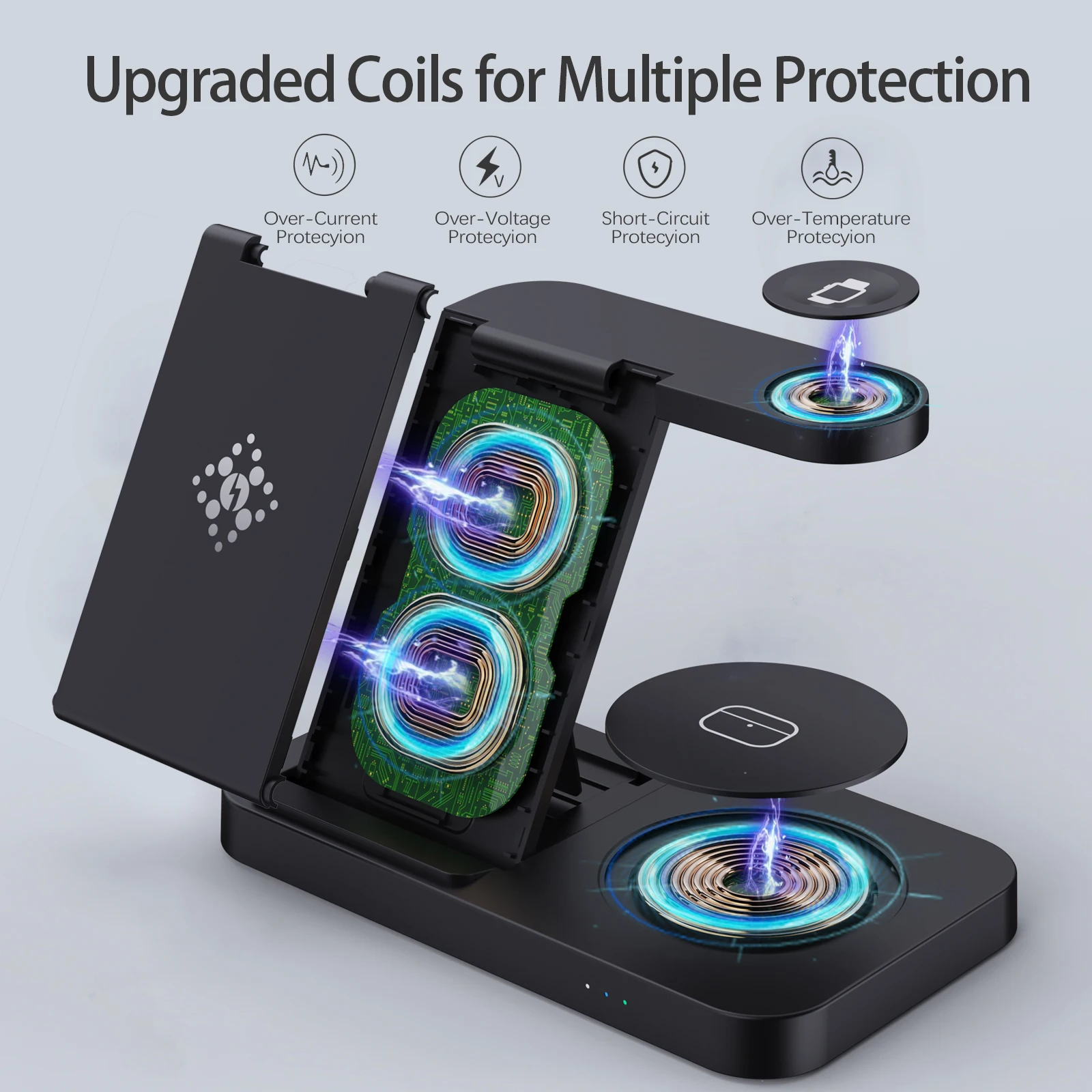 4 in 1 30W Foldable Wireless Charger For iPhone 15 14 13 8 Samsung S20 S21 Samsung Galaxy 6/5/4 active 3/4 Fast Charging Station