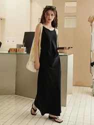 Summer Women's Casual Solid Off Shoulder Strap Dress