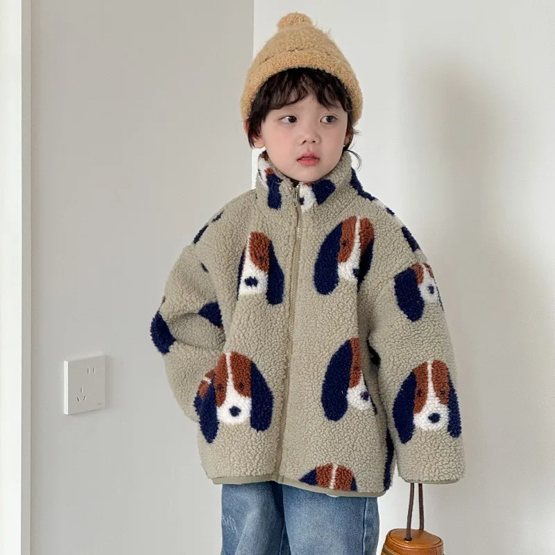 Bellbell Kinder-Lammfell-Wollmantel, Wintermantel mit Blumenmuster und Reißverschluss, 2-10 Jahre, Mädchen-Oberbekleidung, Tiermuster, Fleecejacke für Kleinkinder und Jungen – Detail 9