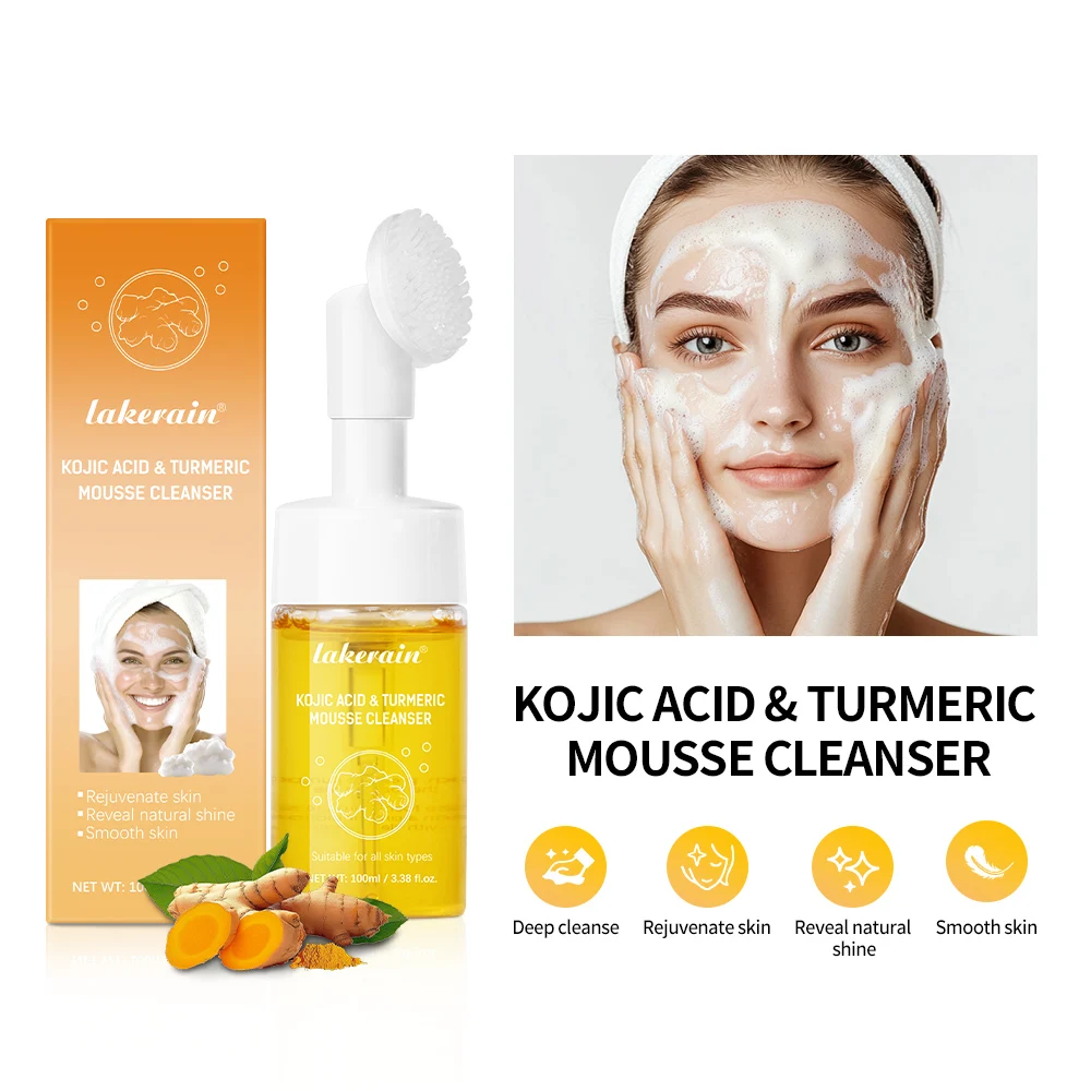 Kojic Acid Turmeric Mousse Cleanser Deep Cleans Pores Reduce Acne Hydrating and Moisturizing Reduce Clogging Doesn't Tighten