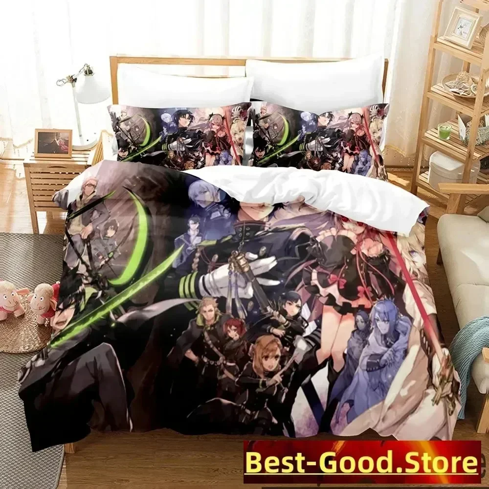 

3D Print Anime Seraph of the end Bedding Set Duvet Cover Sheet Printed Bed Set Pillowcase Full Queen King Size Comforter Bedroom
