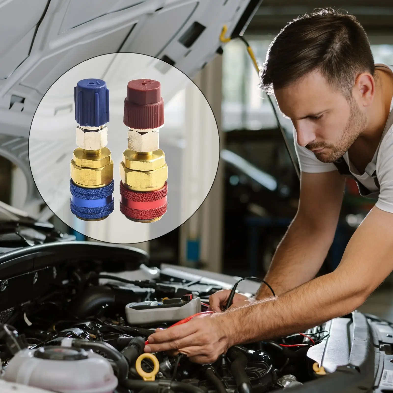 

R134A Quick Coupler Fitting Refrigerant Tank Adapter Kit for Refrigeration Air Conditioning Adjustable AC Manifold Gauge