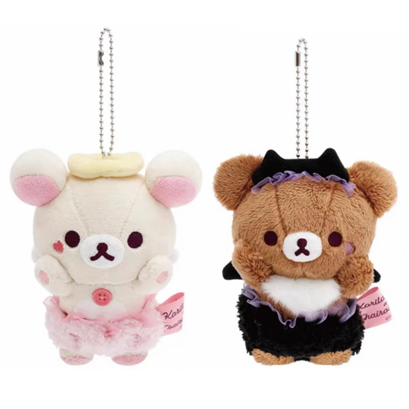 

Rilakkuma Korilakkuma Angel Devil Plush Keychain Pink Rabbit Chairoikoguma Bear Kawaii Cute Bag Keychains Ball Chain Keyring
