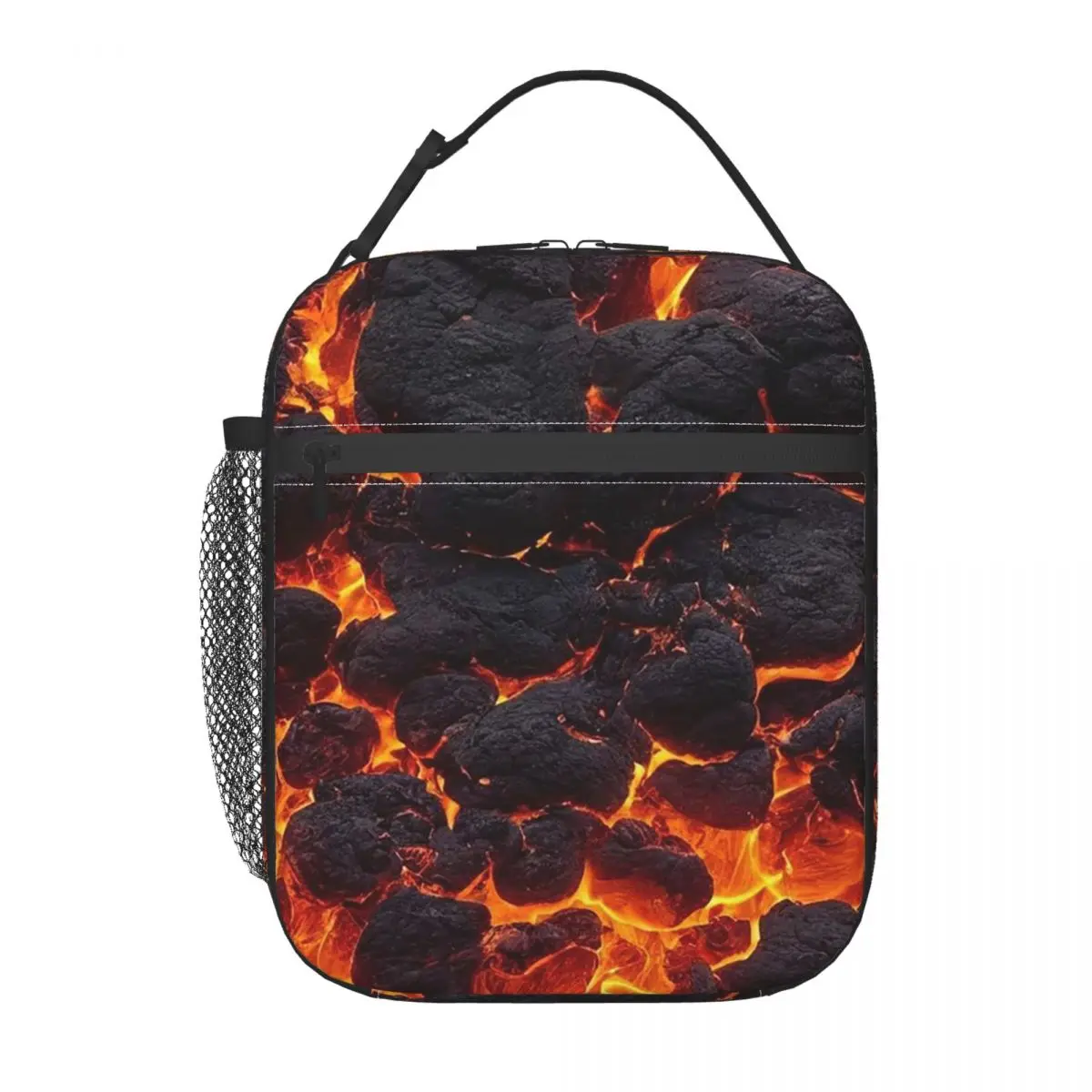 Magma Volcano Lava Fire Insulated Lunch Bag for Women Kids Portable Food Boxes Thermal Lunch Box Tote
