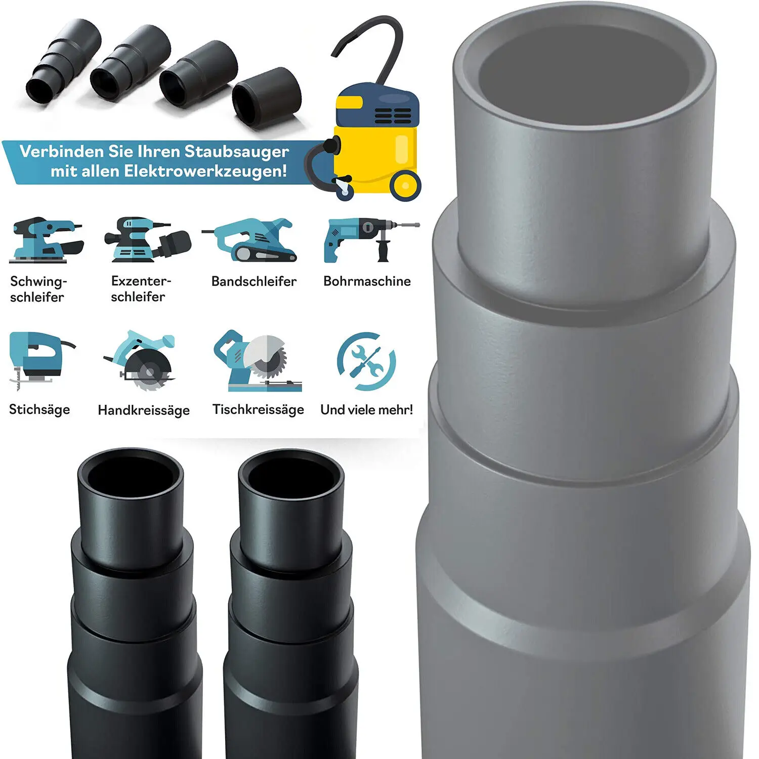 2Pcs Hose Adapter Shop Vac Hose Accessories Adaptor Connector Four-layer Adapter