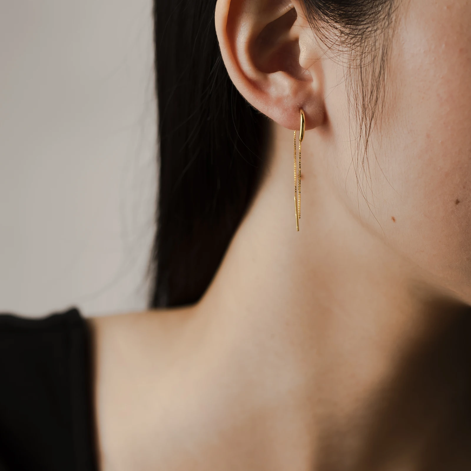 ANDYWEN 925 Sterling Silver Gold Chain Piercing Drop Earring Long Chains Thread Pin Luxury Spain Rock Jewelry Ohrringe Pendiente