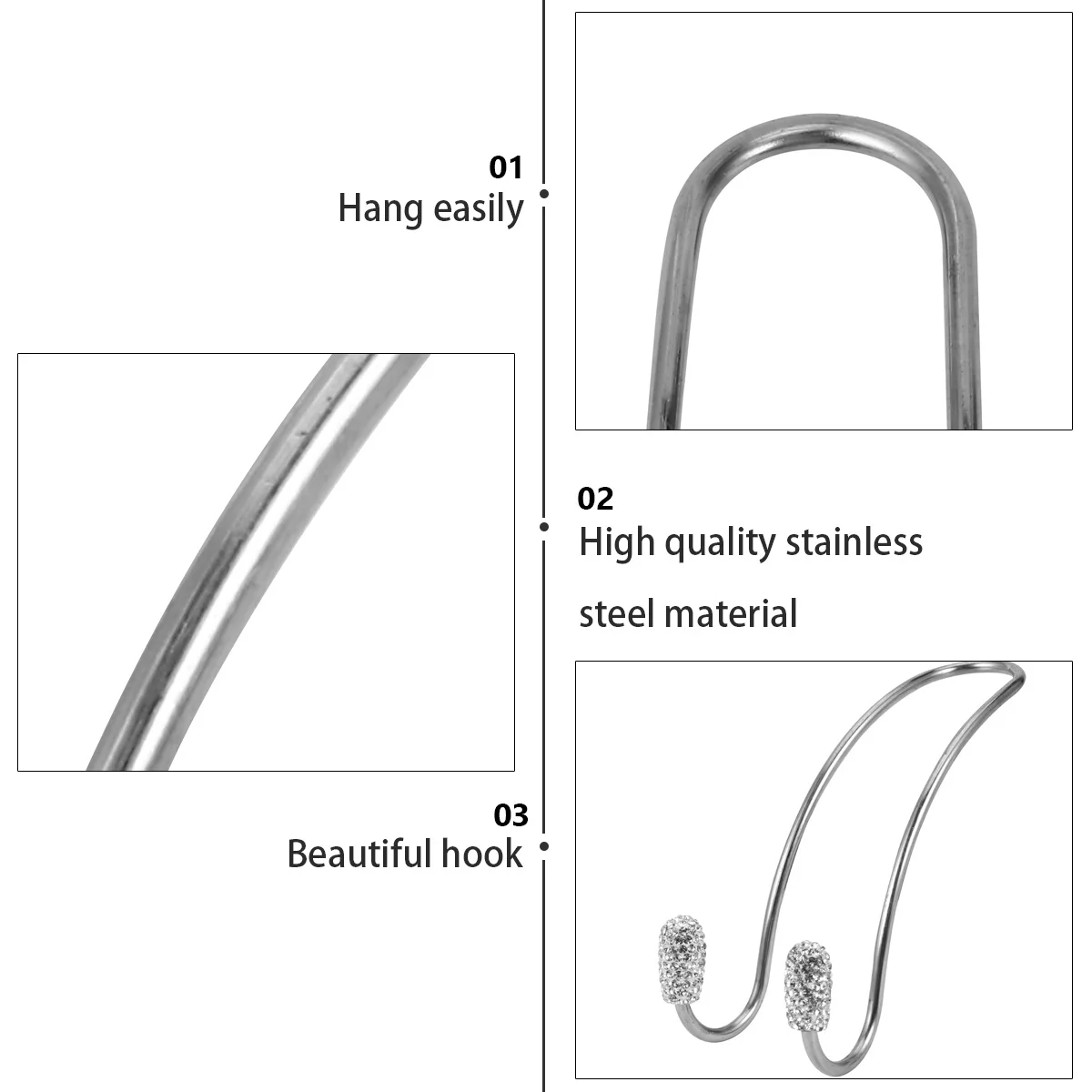 

1Pair Car Seat Hook Stainless Steel Practical Car Headrest Hanger Back Seat Organizer Strong Bearing